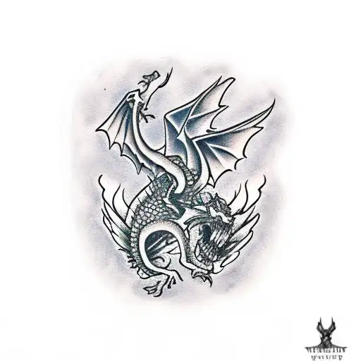 skeleton dragon wings  tattoo design idea