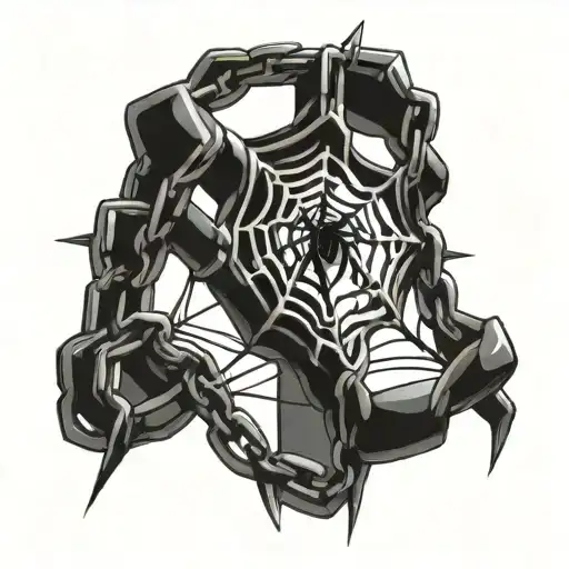 Spider Web made of chain link  tattoo design idea