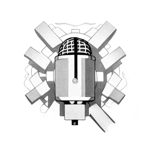 Microphone intertwined with lewd anime elements tattoo design idea