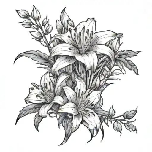 Lilie mixed with a thornbush tattoo design idea