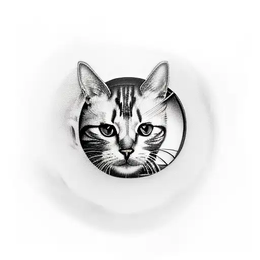 A realistic tattoo of a cat curled up inside a wine barrel tattoo design idea