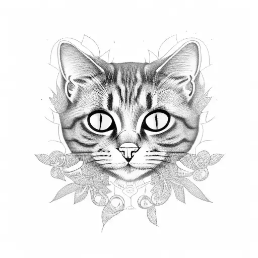 full body green eyed black cat stretching tattoo design idea