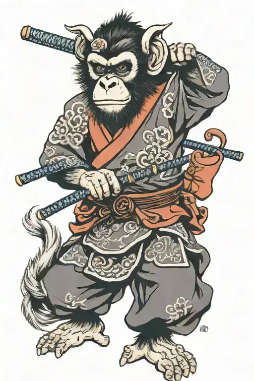 Monkey Samurai tattoo design idea
