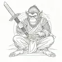 monkey samurai warrior meditating two sword 4k tattoo design tattoo design idea