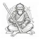 monkey samurai warrior meditating two sword 4k tattoo design tattoo design idea