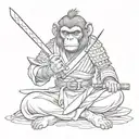 monkey samurai warrior meditating two sword 4k tattoo design tattoo design idea