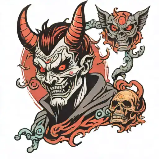 psycho lover devil god tattoo design idea