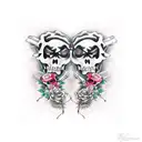 A pair of crossed guns adorned with roses and thorny vines, symbolizing the delicate balance between violence and beauty in the world of the mafia tattoo design idea