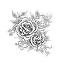 A pair of crossed guns adorned with roses and thorny vines, symbolizing the delicate balance between violence and beauty in the world of the mafia tattoo design idea