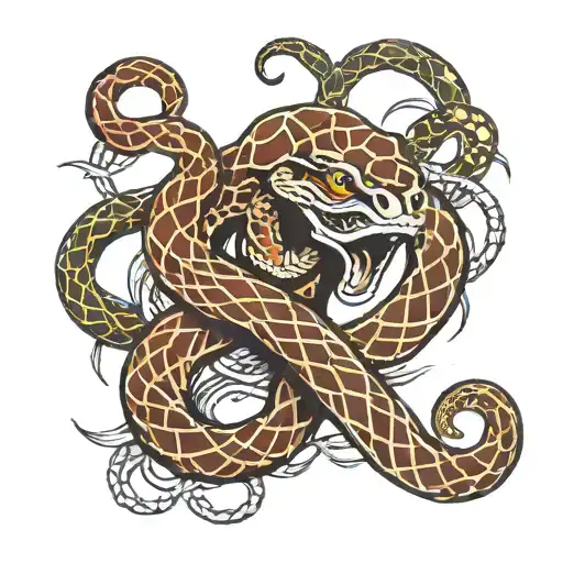 snake and bars tattoo design idea
