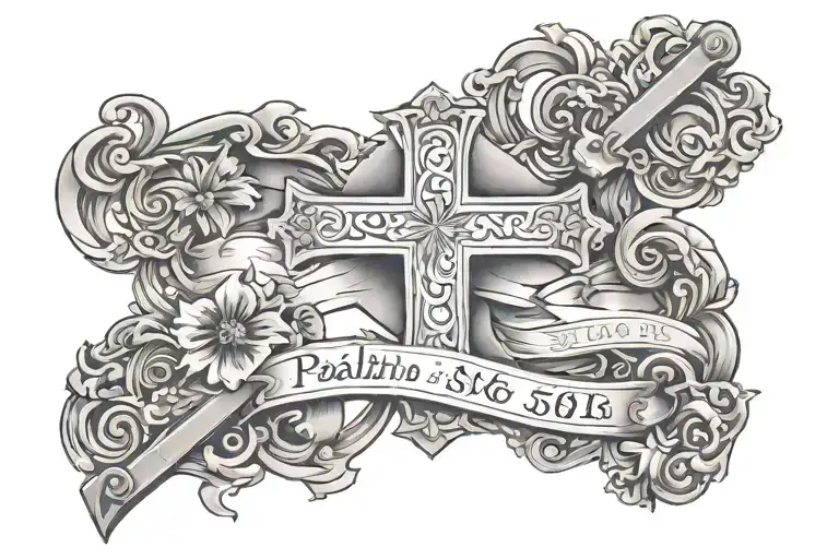 Psalms 56:11 with a cross tattoo design idea