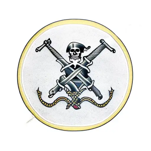 Pirate flag being held by two sparrows tattoo design idea