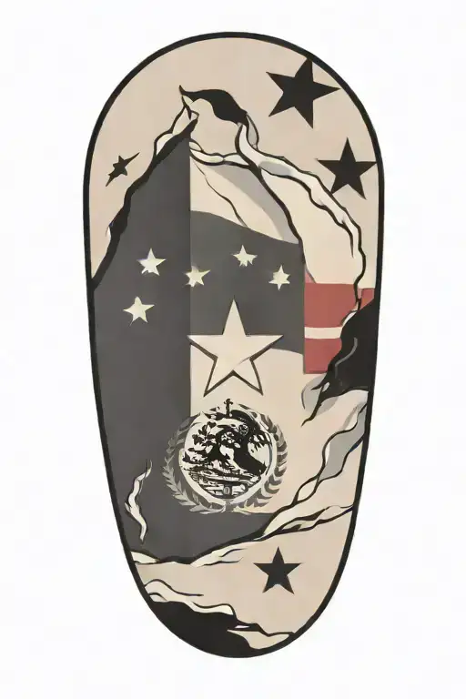 Texas and Mexican flag tearing open out of skin  tattoo design idea