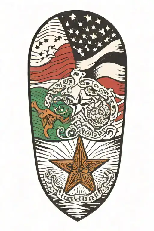 Texas and Mexican flag tearing open and American flag underneath  tattoo design idea