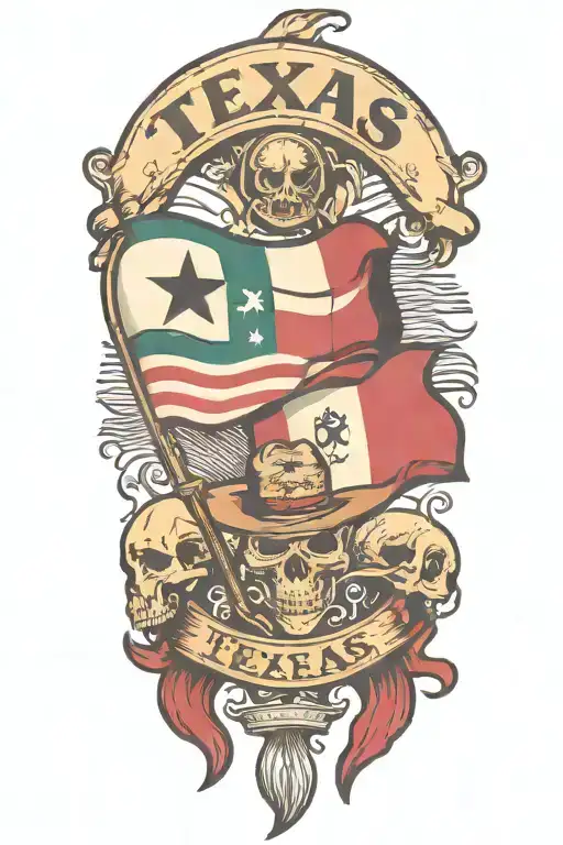 Texas and Mexican flag tearing open and American flag underneath  tattoo design idea