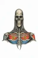 grim reaper  half Mexican flag half Texas flag ripping out of chest tattoo design idea