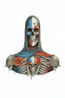 grim reaper  half Mexican flag half Texas flag ripping out of chest tattoo design idea