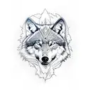 wolf head split in half with chickasaw war paint on right and half blackfoot war paint on left tattoo design idea