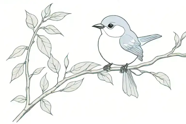 A bluebird on a laurel leaf branch representing your daughter tattoo design idea