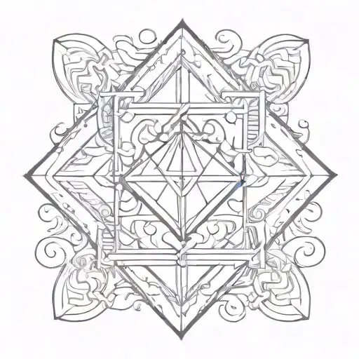7 spade 2 diamond shaped line outlining tattoo design idea