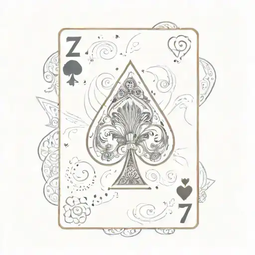 Two playing cards, 7 of spades and 2 of diamonds poker card tattoo design idea