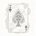 Two playing cards, 7 of spades and 2 of diamonds poker card tattoo design idea