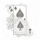 Two playing cards, 7 of spades and 2 of diamonds poker card tattoo design idea