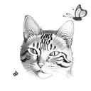 orange cat playing with a butterfly  tattoo design idea