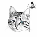 orange cat playing with a butterfly  tattoo design idea