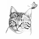 orange cat playing with a butterfly  tattoo design idea