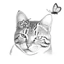 orange cat playing with a butterfly  tattoo design idea