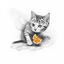 orange cat playing with a butterfly  tattoo design idea