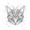 orange cat playing with a butterfly  tattoo design idea