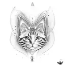 orange cat playing with a butterfly  tattoo design idea