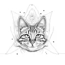 orange cat playing with a butterfly  tattoo design idea