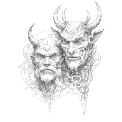 god and devil tattoo design idea