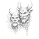 god and devil tattoo design idea