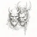 god and devil tattoo design idea