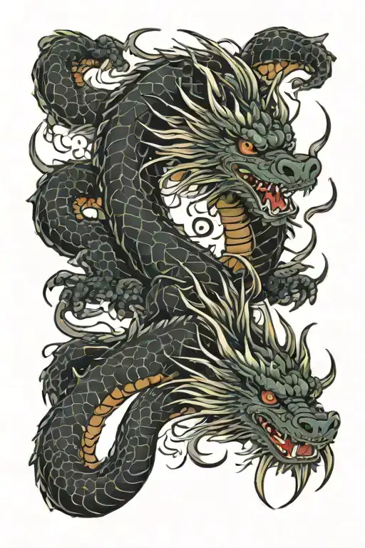Dragon with lightning tattoo design idea