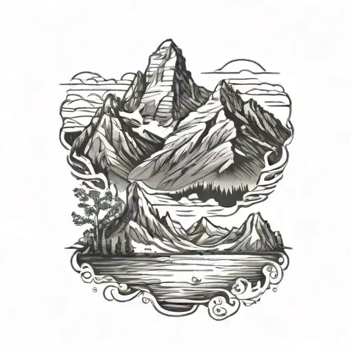teton mountain range tattoo design idea