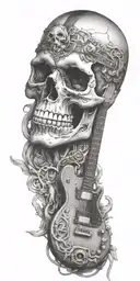 skull and electric guitar tattoo design idea