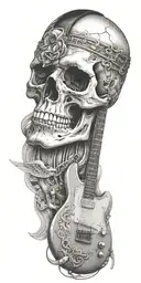 skull and electric guitar tattoo design idea