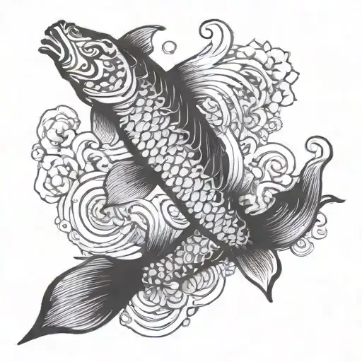 Japanese koi fish transforming into a phoenix tattoo design idea