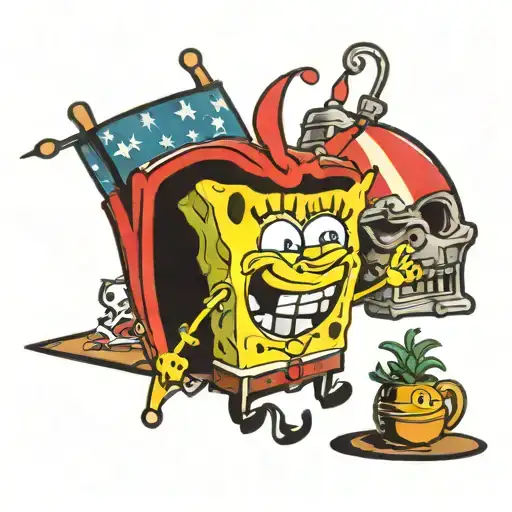 tradional style spongebob tatto design tattoo design idea