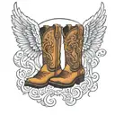angel wings with  cowboy boots  tattoo design idea