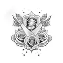 two crossed swords with roses around tattoo design idea