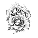two crossed swords with roses around tattoo design idea