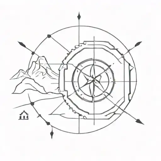 arc reactor, mountain, life, live, adventure, Roman, compass tattoo design idea