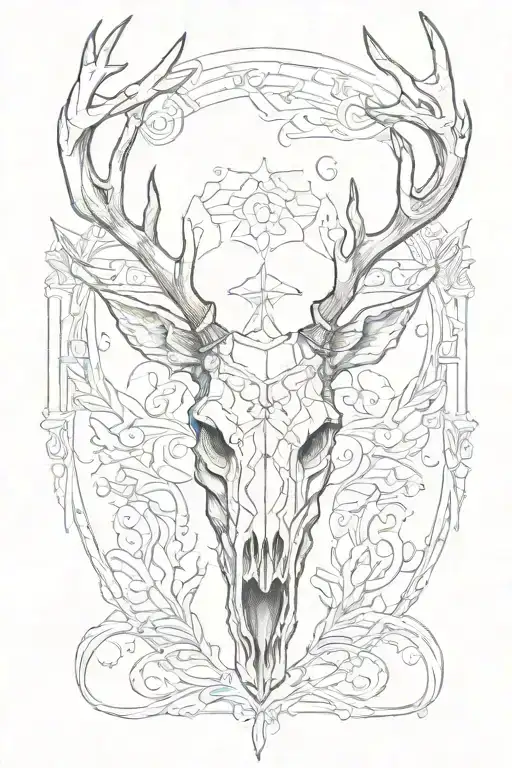 deer skull tattoo design idea