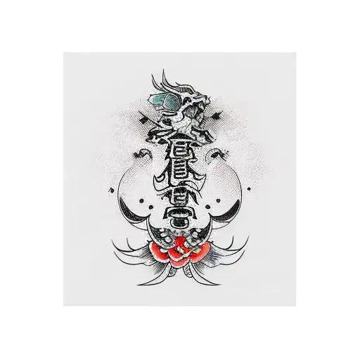 dagger in japanese style tattoo design idea